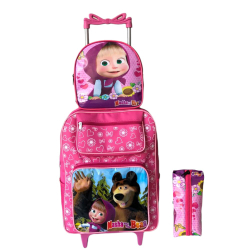 Mochila Feminina Infantil Juvenil Com Rodinha + Lancheira + estojo - Masha e Urso é boa?