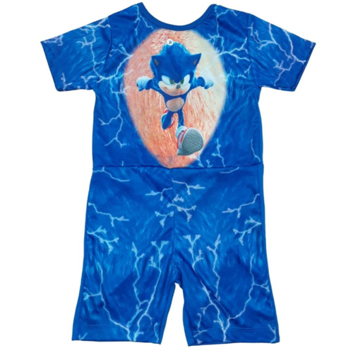 Fantasia Sonic Infantil Menino Curto de Luxo Com Capuz e Luvas