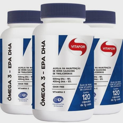 Kit com 3 unidades de Ômega 3 epa dha 1000mg de 120 Cápsulas - Vitafor - total de 360 cápsulas! é boa?