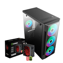 Kit Gabinete C3147 Gamer + Fonte 500w - Brazil Pc- c/ Lateral de Vidro Menor preço em Kit Gabinete C3147 Gamer + Fonte 500w - Brazil Pc- c/ Lateral de Vidro