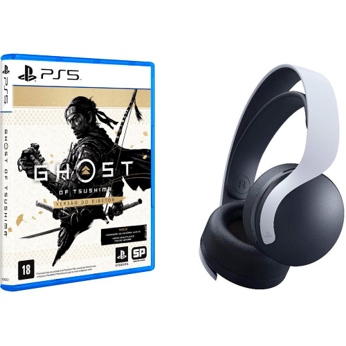 Headset Sem Fio Playstation 5  + Game Ghost Of Tsushima Versao Do Diretor - PS5