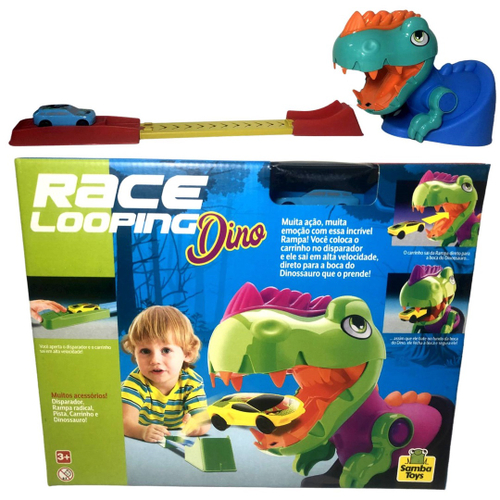 Pista Lançador Brinquedo Infantil Dinossauro Race Looping