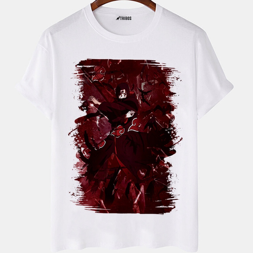 Camiseta Itachi Uchiha Bordado 100% algodão 30.1 Penteado Camisa akatsuki  itachi Anime Naruto - Corre Que Ta Baratinho