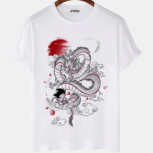 Camiseta masculina Dragon Ball Z Goku Anime Desenho Camisa Blusa Branca  Estampada no Shoptime