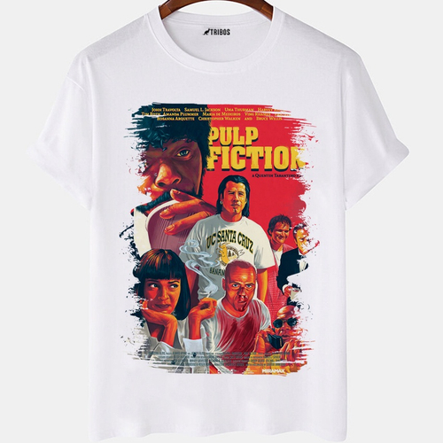 Camiseta masculina Pulp Fiction Vintage Retro Capa Camisa Blusa