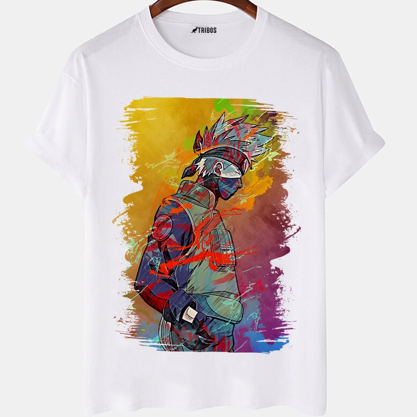 Camiseta masculina Naruto Todos Os Olhos Anime Arte Camisa Blusa Branca  Estampada