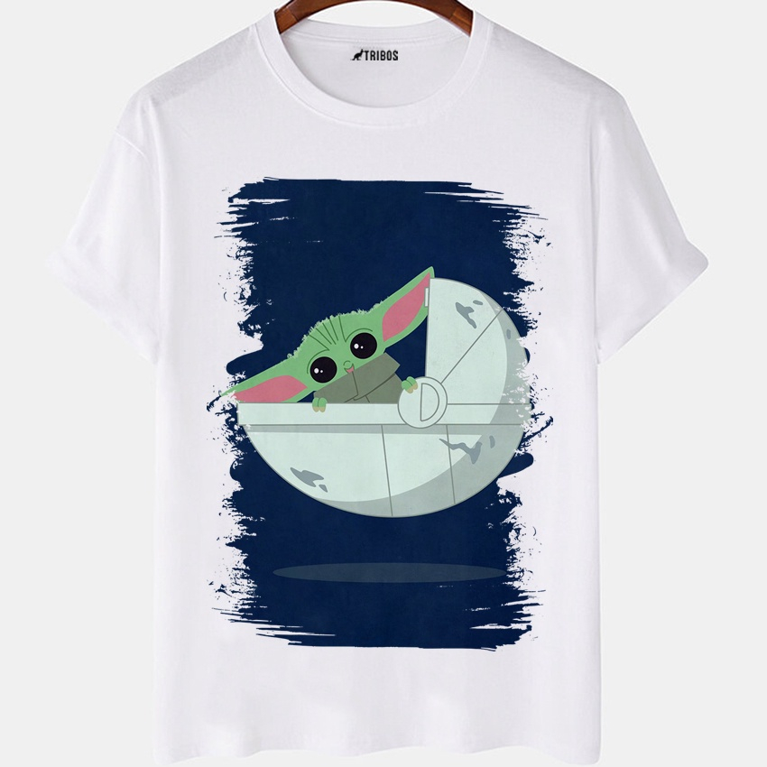 Camiseta masculina Baby Yoda Desenho Fofo Star Wars Camisa Blusa Branca  Estampada no Shoptime