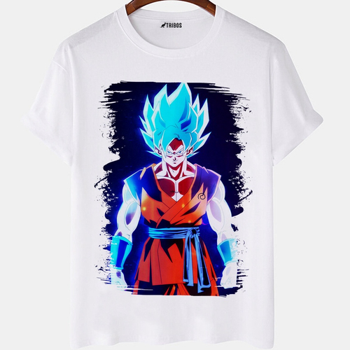 Camisa Camiseta Goku Cabelo Branco Dragon Ball Super Anime Impressão 3