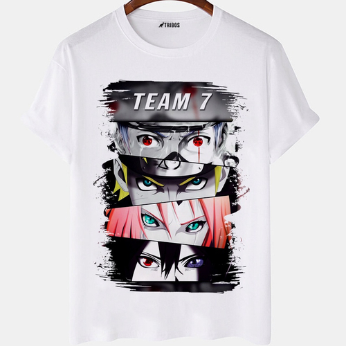 Camiseta masculina Naruto Todos Os Olhos Anime Arte Camisa Blusa Branca  Estampada