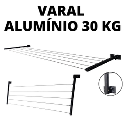 Varal de parede articulado aluminio 30 kg 42 cm preto - vulcano Menor preço em Varal de parede articulado aluminio 30 kg 42 cm preto - vulcano