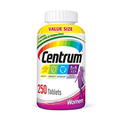 Suplemento Centrum Multivitamínico para Mulheres com ferro, vitaminas D3, B e antioxidantes C e e, ingredientes sem glúten, sem gmo - 250 comprimidos. é boa?