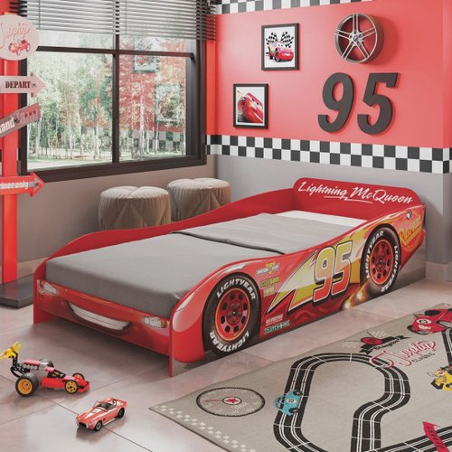 Mini Cama Infantil Carro de Corrida Vermelho