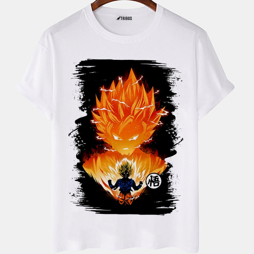 Camiseta masculina Sombra Perfil Goku Dragon Ball Camisa Blusa