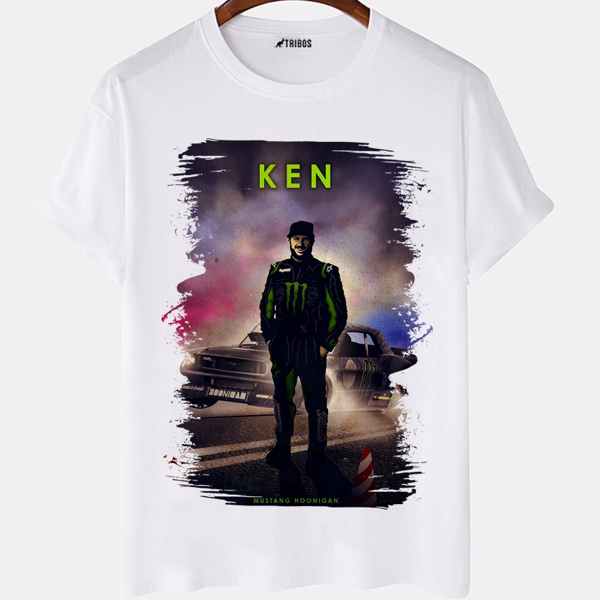 Camiseta masculina Ken Block Piloto De Rally Art carro Camisa Blusa Branca Estampada em Promocao na Americanas