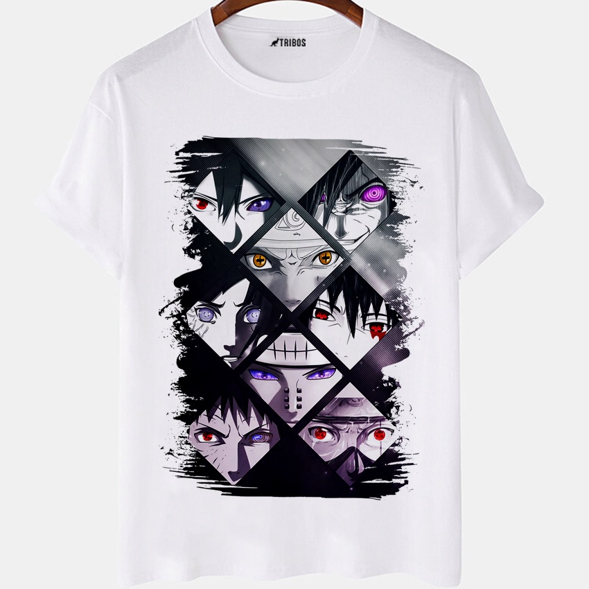 Camiseta masculina Preta algodao Todos Olhos De Naruto Anime Otaku no  Shoptime