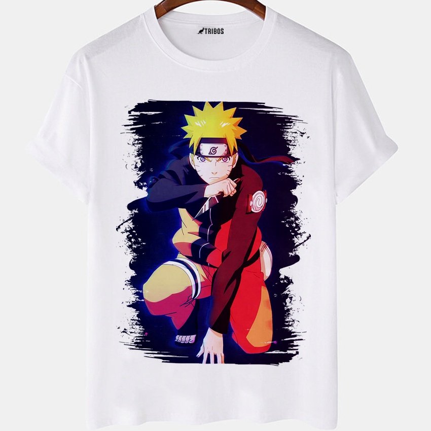 Camiseta masculina Naruto Anime Olhos Desenho otaku Camisa Blusa Branca  Estampada