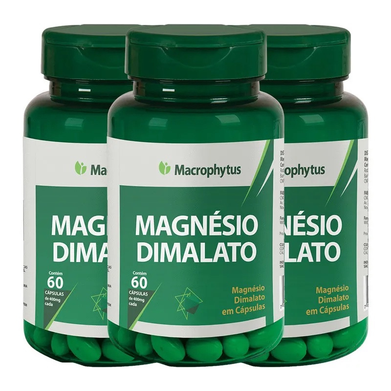 Kit 3 Magnésio Dimalato 400mg 60 Cápsulas No Shoptime