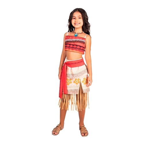 Fantasia de cosplay moana feminina, colar com vestido de princesa