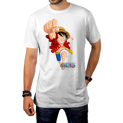 Camiseta Infantil com Estampa Luffy One Piece - Tam 5 a 14 Anos Amarelo