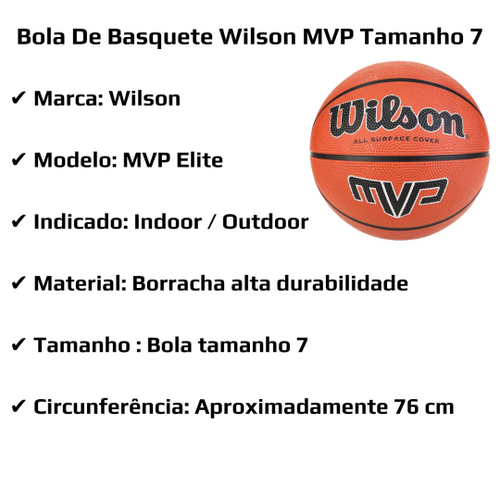 Bola De Basquete Wilson Mvp Original - Tamanho Oficial Nº 7