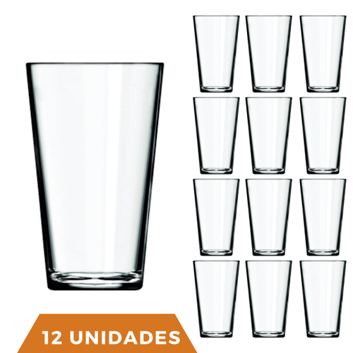 Jogo 12 Copos Vidro Grosso Transparente 340Ml Suco Água no Shoptime