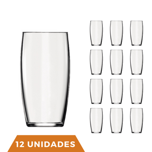 Conjunto 12 Copo Americano Clássico Vidro Café 300ml Nadir