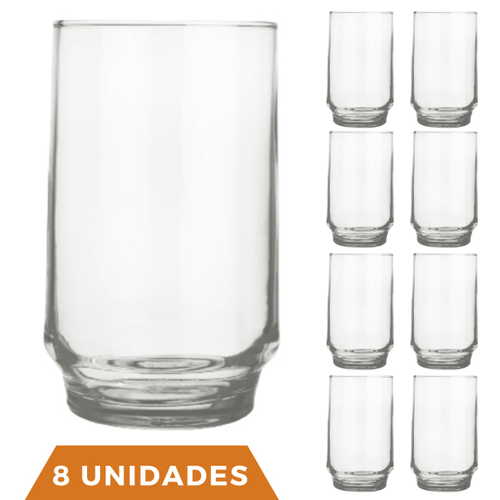 Jogo de Copos Alto Diamond Vidro Transparente 300ml 6 peças