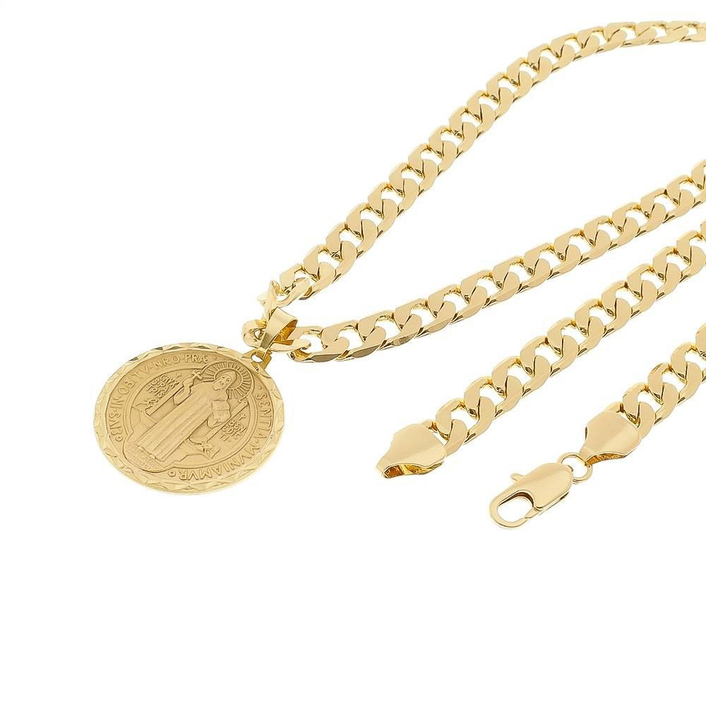 COLAR FEMININO MEDALHA BE KIND FOLHEADO A OURO 18K Dourado