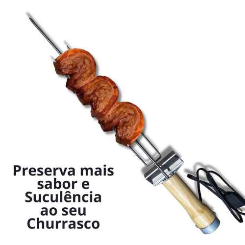 Espetoflex espeto Giratório churrasco carne bem mais assada + garra longa  p/ aperitivos movido pilha em Promoção na Americanas