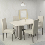 Conjunto Sala de Jantar 4 Lugares Mesa Florida e Cadeira Montana Tecido A40 Móveis Meneghetti