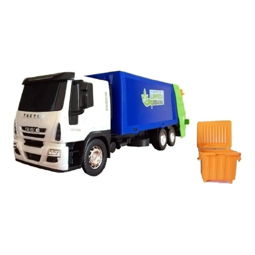 Caminhão de Brinquedo Iveco Tector Coletor Laranja e Verde em