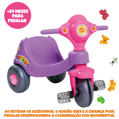 Motoca Infantil Triciclo Som E Pedais Velotrol Empurrar Bebê