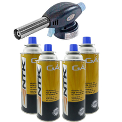 Kit MaÇarico Portátil Acendimento Auto Controle De Chama + 4 Refil Gás Butano 220g é boa?
