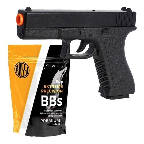 Pistola de Airsoft Spring S23 6mm G23 - QGK + BBs + Alvos