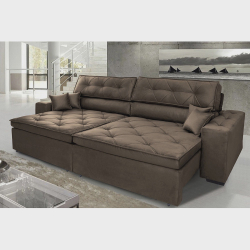 Sofá Austin 2,62m Retrátil, Reclinável com Molas no Assento e Almofadas, Tecido Suede Café é boa?