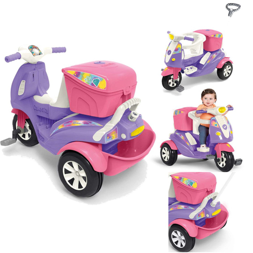 Moto infantil passeio E pedal uno rosa - calesita no Shoptime