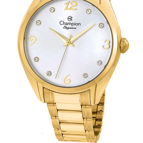 Relógio Champion Dourado Magnum Feminino Conformável Leve Colar e Brincos  Folheados Luxo CN25690D