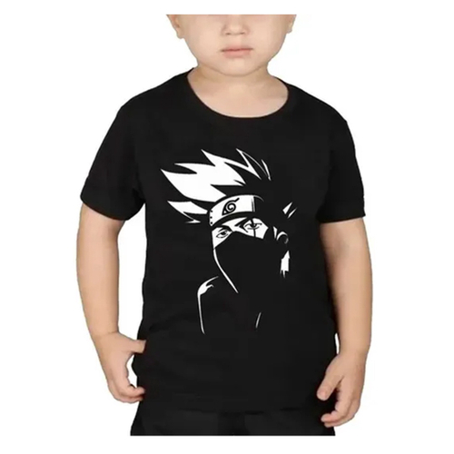 Camiseta Naruto Personagem Cute Fofo Pequeno Kid Algodão  Cor:Preto;Tamanho:P