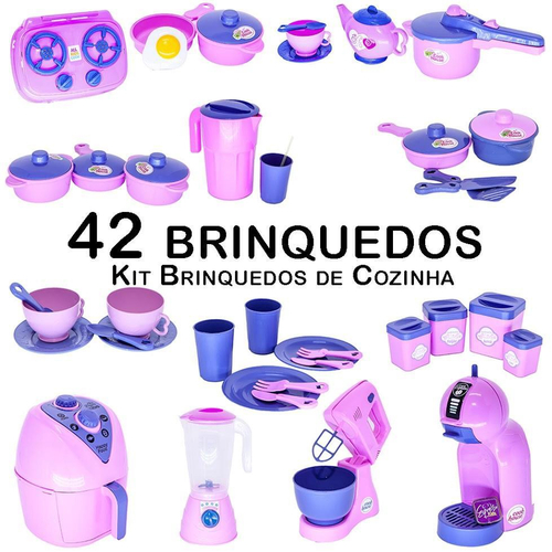 Kit Cozinha Infantil Jogo De Chá Panelas Brinquedo Comidinha - R$ 63,59