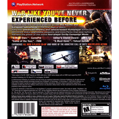 Call of Duty World at War para PS3 - Activision - Jogos de Ação - Magazine  Luiza