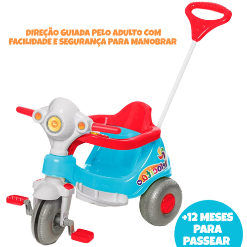 Triciclo 2 Em 1 Infantil Motoca Som E Pedais Empurrar Bebê