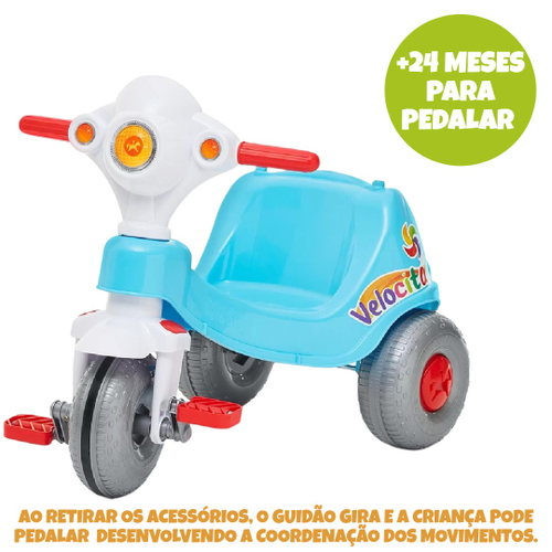 Velotrol Infantil Triciclo Azul Motoca Pedalar Menino