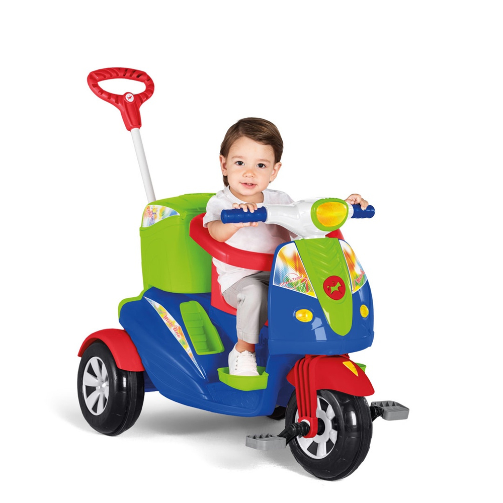 Triciclo Infantil Bebe Motoca Passeio c/ Som Luz Empurrador