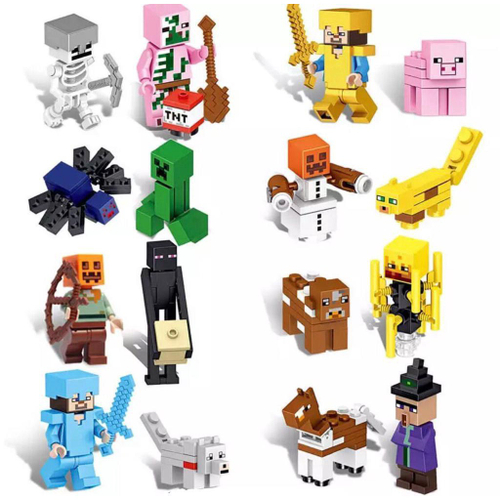 Kit Com 6 Bonecos Minecraft Estilo Coleção E Acessórios Brinquedo