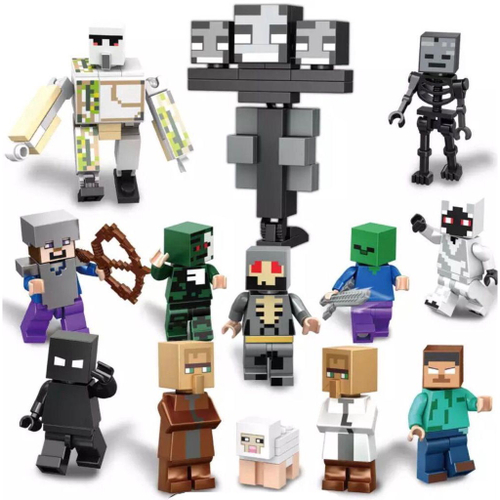 Kit 13 Bonecos Minifigures Blocos De Montar Minecraft Top