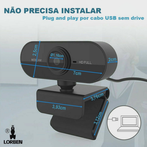 Webcam Full Hd 1080x1920p 2mp Usb Plug Play Microfone Embutido Câmera Computador Gt953 No Shoptime 1977