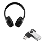 Kit Fone De Ouvido Com Bluetooth 5.0 E Pen Drive 64 Gb