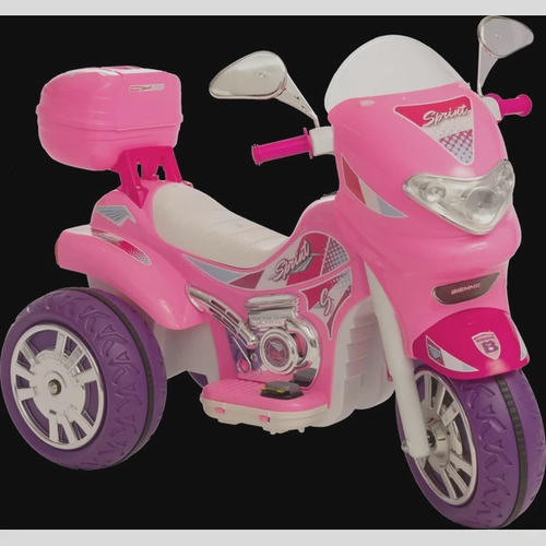 Moto Eletrica Infantil Sprint Turbo Biemme Rosa Pink 12V Capacete - Maçã  Verde Baby