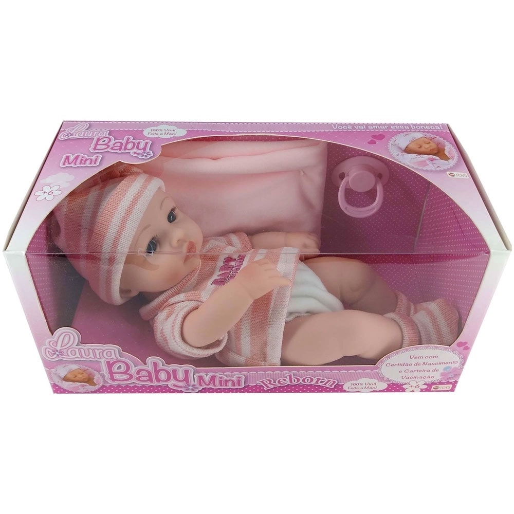 BONECA BEBE REBORN LAURA BABY CHRISTY 100% VINIL - Shiny Toys