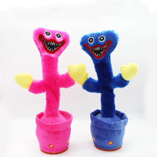 Huggy wuggy brinquedos de pelúcia pode cantar e dançar poppy playtime jogo  gravação luminosa 120 canções brinquedo elétrico cactus crianças presentes  - Escorrega o Preço